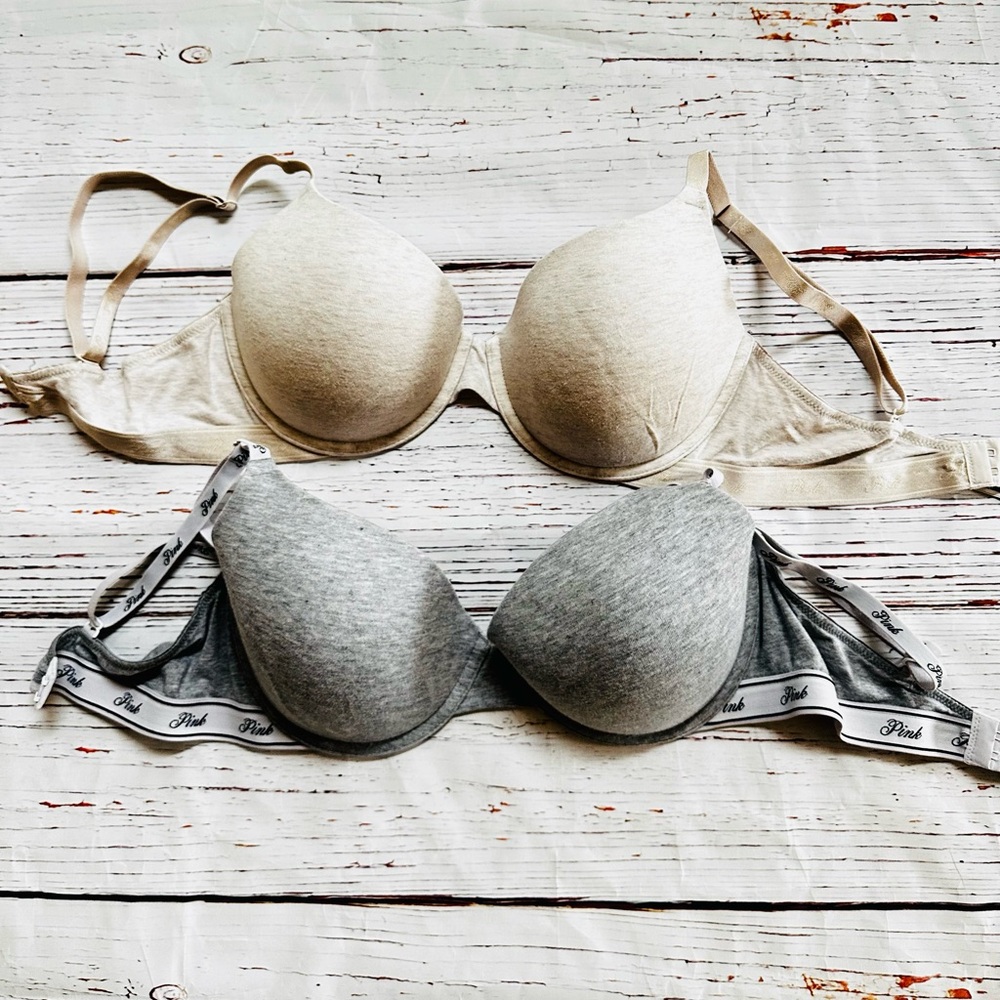 Bundle of 2 PINK bras: EVERYWHERE LIGHTLY LINED FULL COVERAGE T-SHIRT BRA